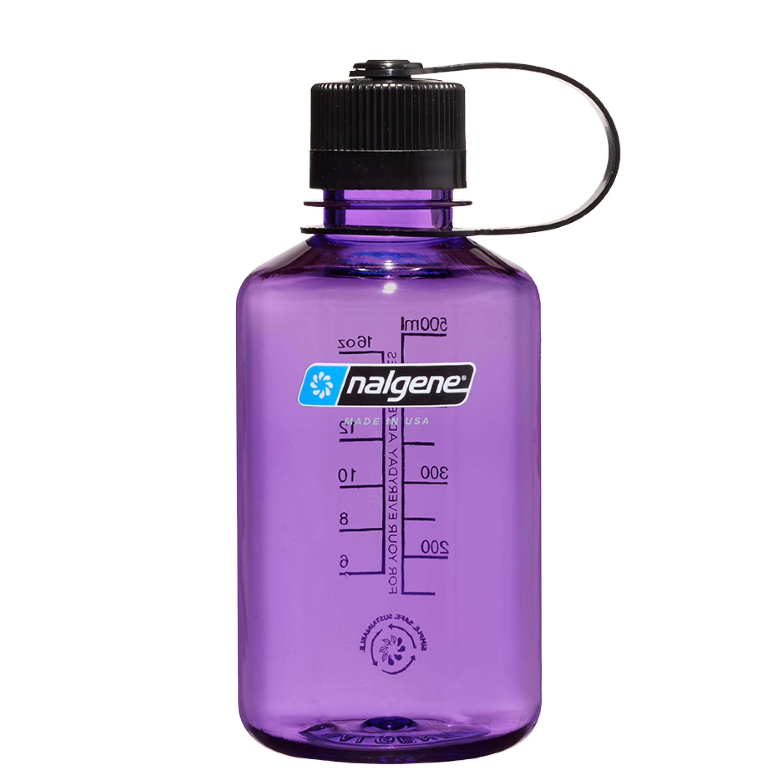 Nalgene Sustain Tritan Bpa-Free Water Bottle Made With Material Derived From 50% Plastic Waste, 16 Oz, Narrow Mouth, Purple